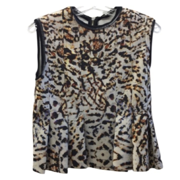 ZARA LEOPARD PRINT SLEEVELESS PEPLUM TOP SIZE Large - Picture 2 of 4